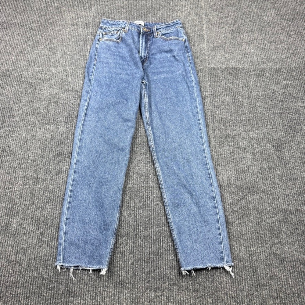 ONLY Emily Life High Waist Straight Leg Raw Hem Jeans Blue Size W26/L26 15171549